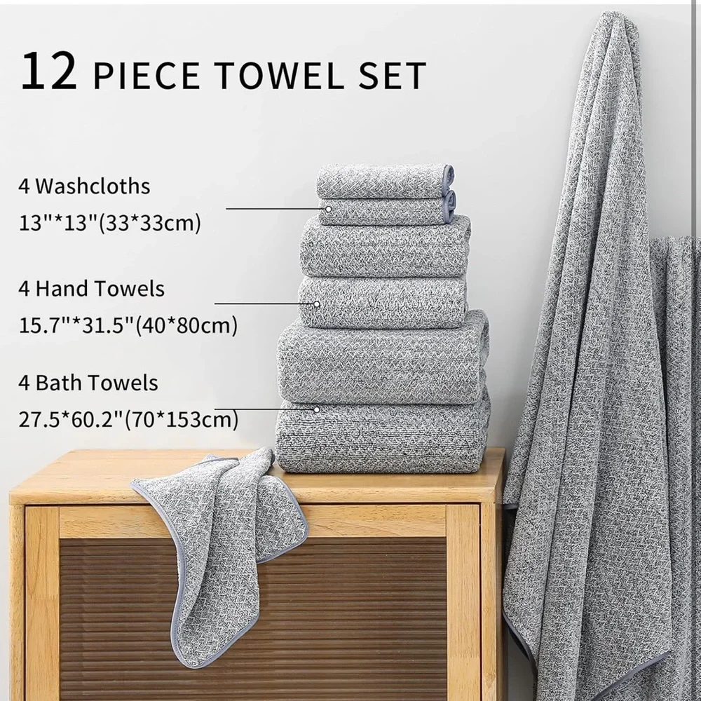Ultra soft bath tower set 12 pieces